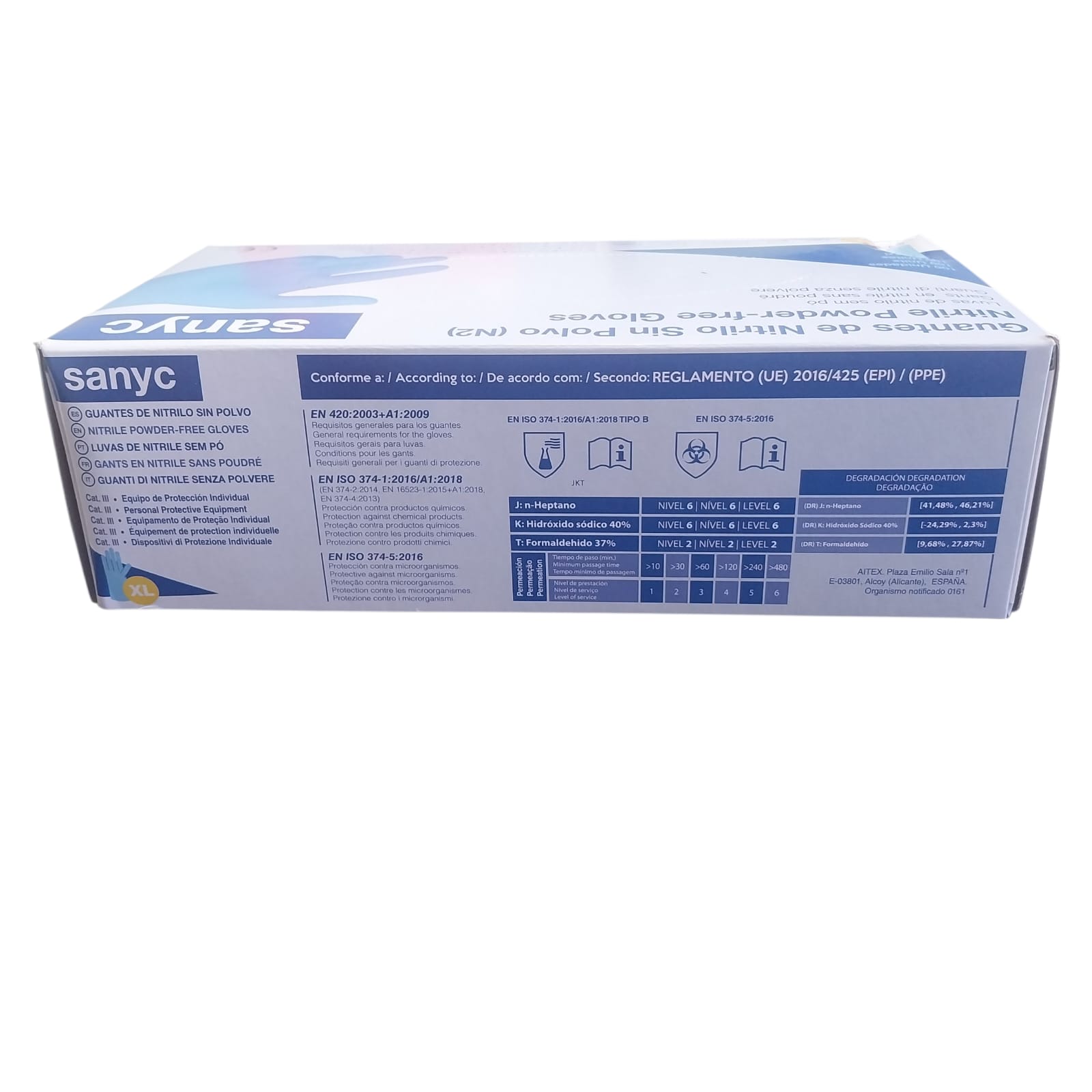 GUANTE NITRILO SANYC XL 100 UNIDADES SIN POLVO - Imagen 4